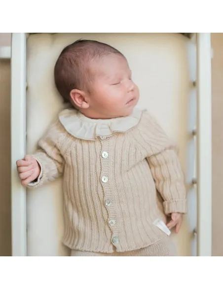 CARDIGAN BABY IN COTONE BIOLOGICO NATURALE NON TINTO