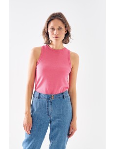 TOP SMANICATO IN CANAPA E COTONE BIOLOGICO - ROSA 2