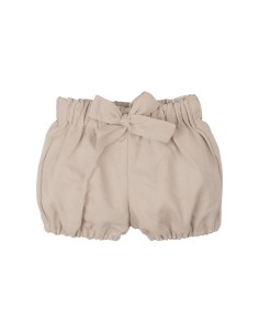 SHORTS BIMBA IN LINO E DI COTONE BIOLOGICO CON FIOCCO - NUDE
