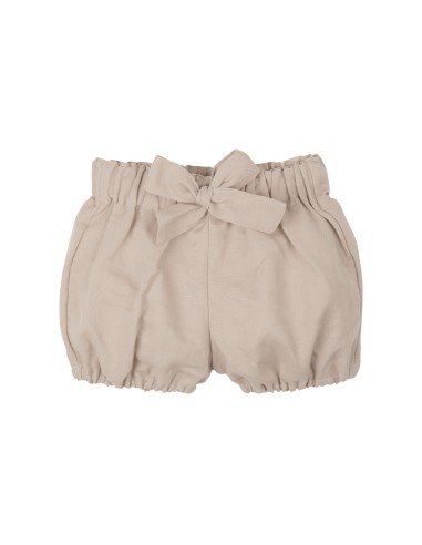 SHORTS BIMBA IN LINO E DI COTONE BIOLOGICO CON FIOCCO