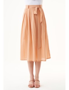 GONNA LUNGA IN CREPE DI 100% COTONE BIOLOGICO - NUDE