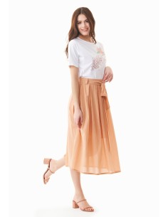 GONNA LUNGA IN CREPE DI 100% COTONE BIOLOGICO - NUDE 2