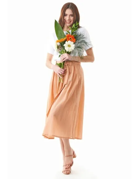 GONNA LUNGA IN CREPE DI 100% COTONE BIOLOGICO