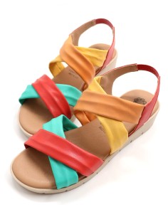 SANDALO IN PELLE RICICLATA "AURA" - ARCOBALENO