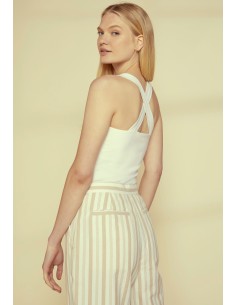 PANTALONE IN COTONE BIOLOGICO "EMERSON STRIPE" - BIANCO 2