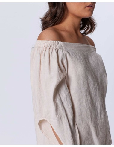 BLUSA CON SPALLE SCESE IN 100% LINO "AGNETA"