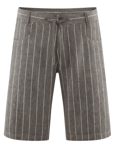 PANTALONE CORTO IN CANAPA E COTONE A RIGHE