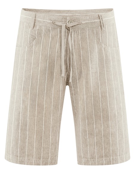 PANTALONE CORTO IN CANAPA E COTONE A RIGHE