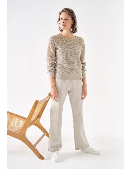 PULL DONNA TRAFORATO IN CANAPE E COTONE BIO