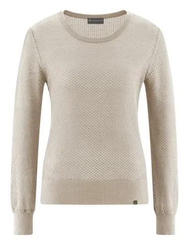 PULL DONNA TRAFORATO IN CANAPE E COTONE BIO