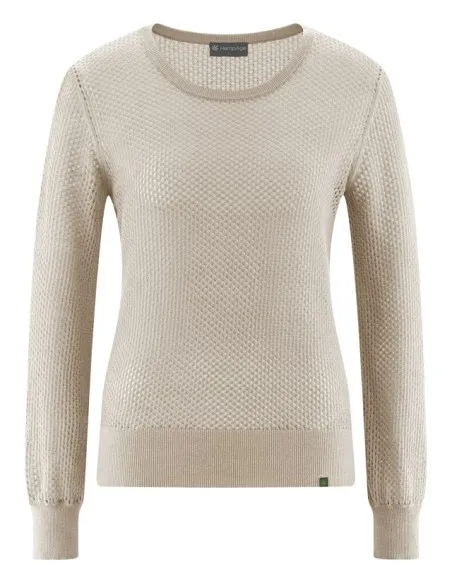 PULL DONNA TRAFORATO IN CANAPE E COTONE BIO