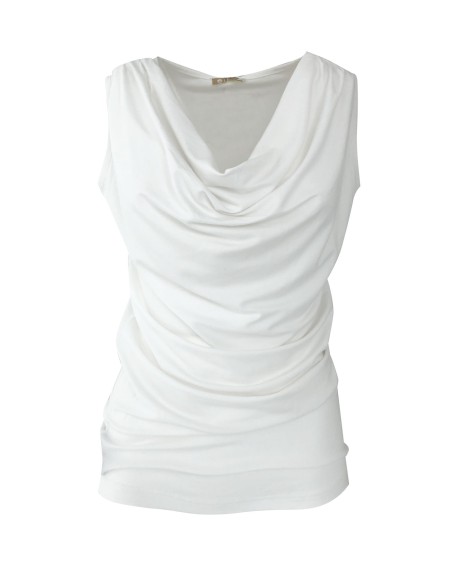 TOP SMANICATO IN BAMBU' CON SCOLLO A CASCATA