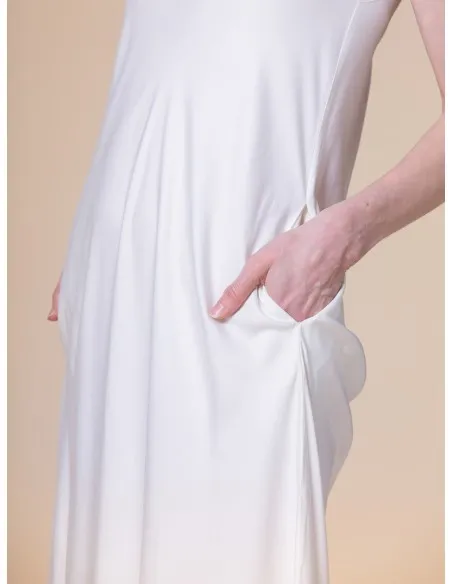 ABITO LUNGO CON SPALLINE SOTTILI IN 100% BAMBU' SATIN