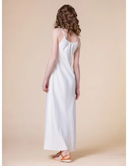 ABITO LUNGO CON SPALLINE SOTTILI IN 100% BAMBU' SATIN