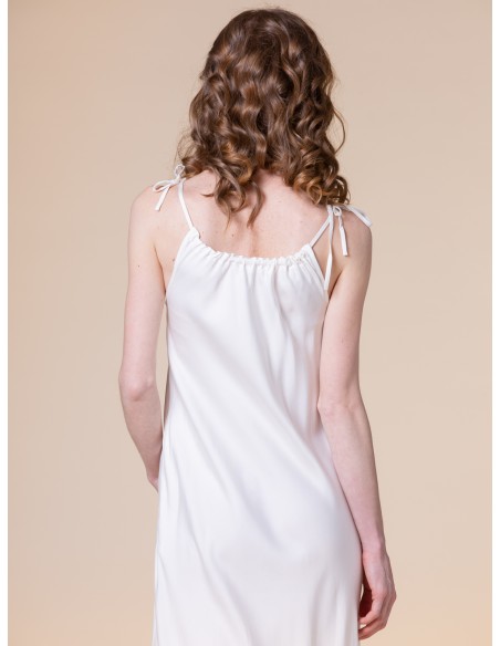 ABITO LUNGO CON SPALLINE SOTTILI IN 100% BAMBU' SATIN