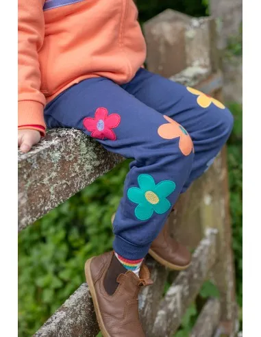 PANTALONI TUTA IN 100% COTONE BIOLOGICO "FLOWERS"