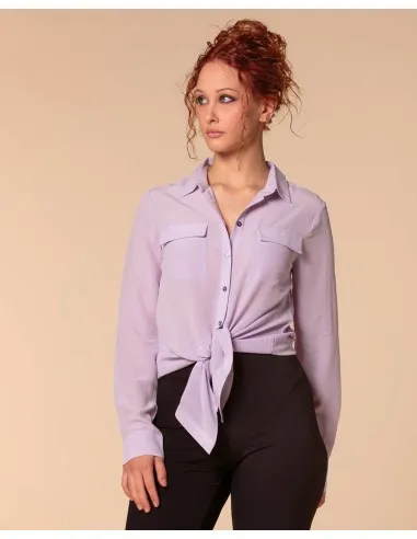 CAMICIA IN 100% SETA CON TASCHE E COLLETTO