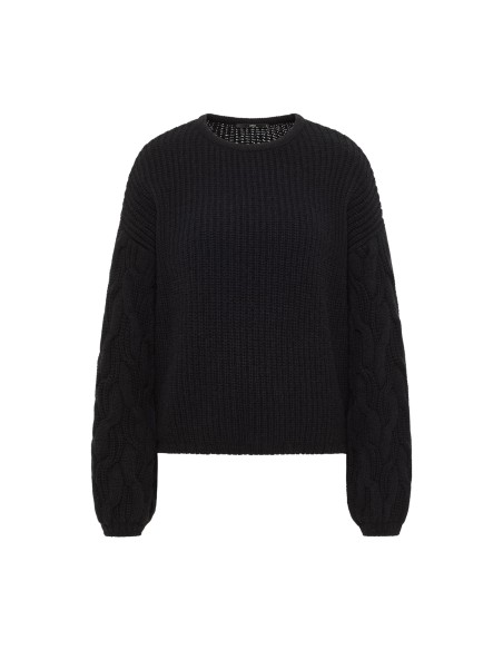 MAGLIONE IN LANA E COTONE CON MANICHE "TRECCE"