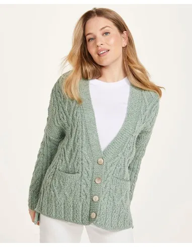 CARDIGAN SQUADRATO ARAN IN LANA SUPERSOFT