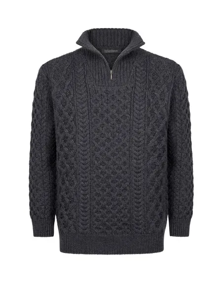 MAGLIONE IN LANA VERGINE IRLANDESE CON 1/2 ZIP