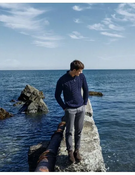 MAGLIONE IN LANA VERGINE IRLANDESE CON 1/2 ZIP