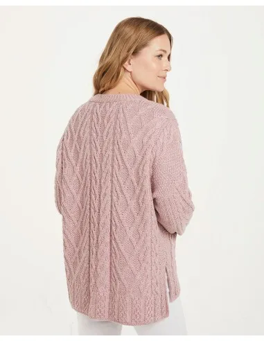 CARDIGAN SQUADRATO ARAN IN LANA SUPERSOFT