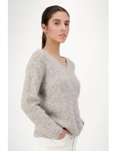 PULL IN ALPACA E COTONE BIOLOGICO "ECUME" - GRIGIO 2