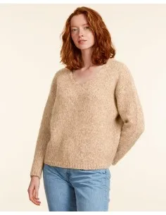 PULL IN ALPACA E COTONE BIOLOGICO "ECUME" - BEIGE