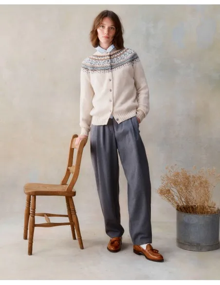 CARDIGAN SCOZZESE 100% LANA SUPERSOFT "CREAMY"