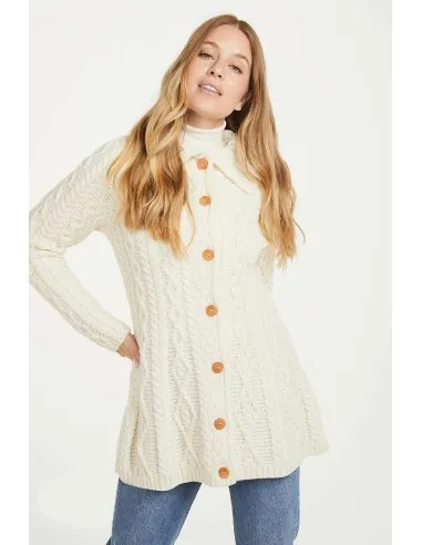CARDIGAN ARAN IN LANA SUPERSOFT "FLARE"
