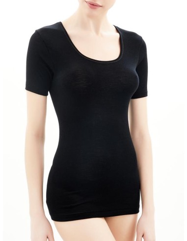 Maglia donna a manica corta in Lana Merino Extrafine