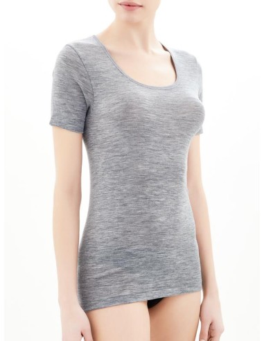 Maglia donna a manica corta in Lana Merino Extrafine