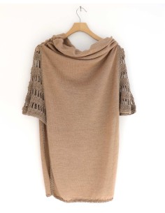 DRESS PONCHO IN 100% BABY ALPACA - BEIGE