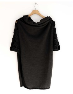 DRESS PONCHO IN 100% BABY ALPACA - NERO