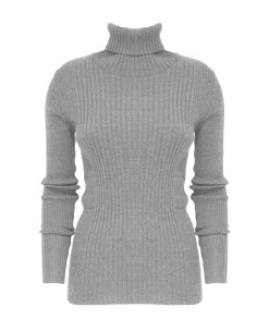 PULL DONNA A COLLO ALTO IN 100% LANA MERINO - NAVY 2