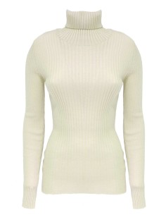 PULL DONNA A COLLO ALTO IN 100% LANA MERINO - BIANCO