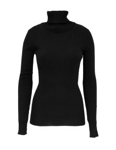 PULL DONNA A COLLO ALTO IN 100% LANA MERINO - NERO