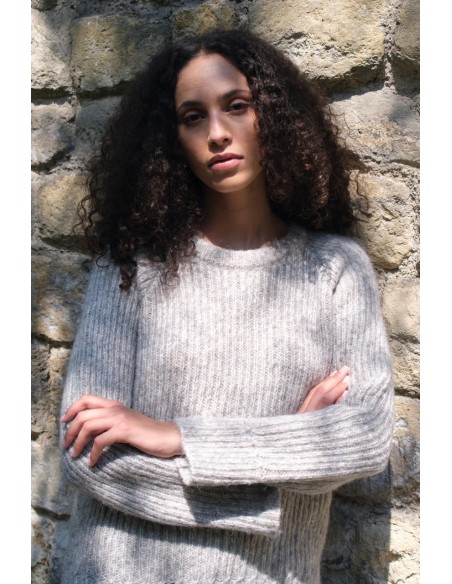 MAGLIONE RIB IN BABY ALPACA E COTONE BIOLOGICO "DIANE"