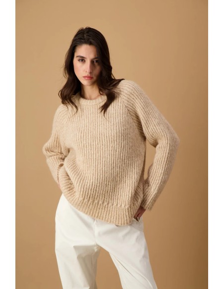MAGLIONE RIB IN BABY ALPACA E COTONE BIOLOGICO "DIANE"