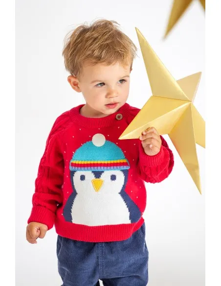 MAGLIONCINO NATALIZIO IN COTONE BIOLOGICO "PINGUINI"
