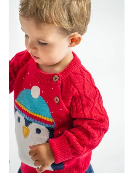 MAGLIONCINO NATALIZIO IN COTONE BIOLOGICO "PINGUINI"