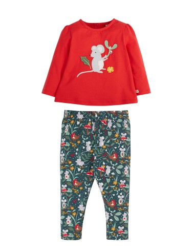 COMPLETO 2 PEZZI IN COTONE BIOLOGICO "TOPO FESTIVE"