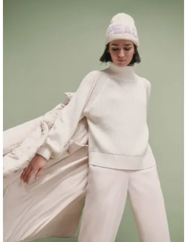 MAGLIONE IN COTONE BIOLOGICO A COSTE CON COLLO...