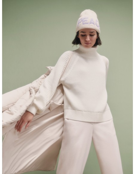 MAGLIONE IN COTONE BIOLOGICO A COSTE CON COLLO ALTO