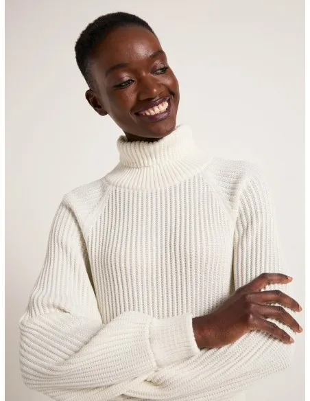 MAGLIONE IN COTONE BIOLOGICO A COSTE CON COLLO ALTO