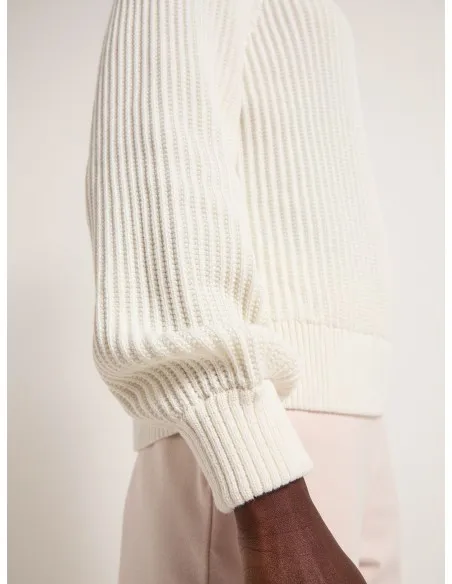 MAGLIONE IN COTONE BIOLOGICO A COSTE CON COLLO ALTO