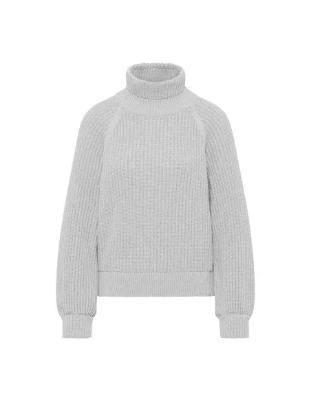 MAGLIONE IN COTONE BIOLOGICO A COSTE CON COLLO ALTO