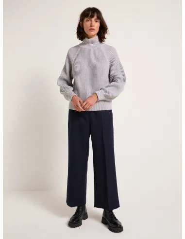 MAGLIONE IN COTONE BIOLOGICO A COSTE CON COLLO...