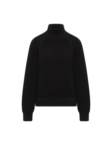 MAGLIONE IN COTONE BIOLOGICO A COSTE CON COLLO ALTO