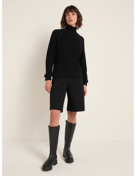 MAGLIONE IN COTONE BIOLOGICO A COSTE CON COLLO ALTO